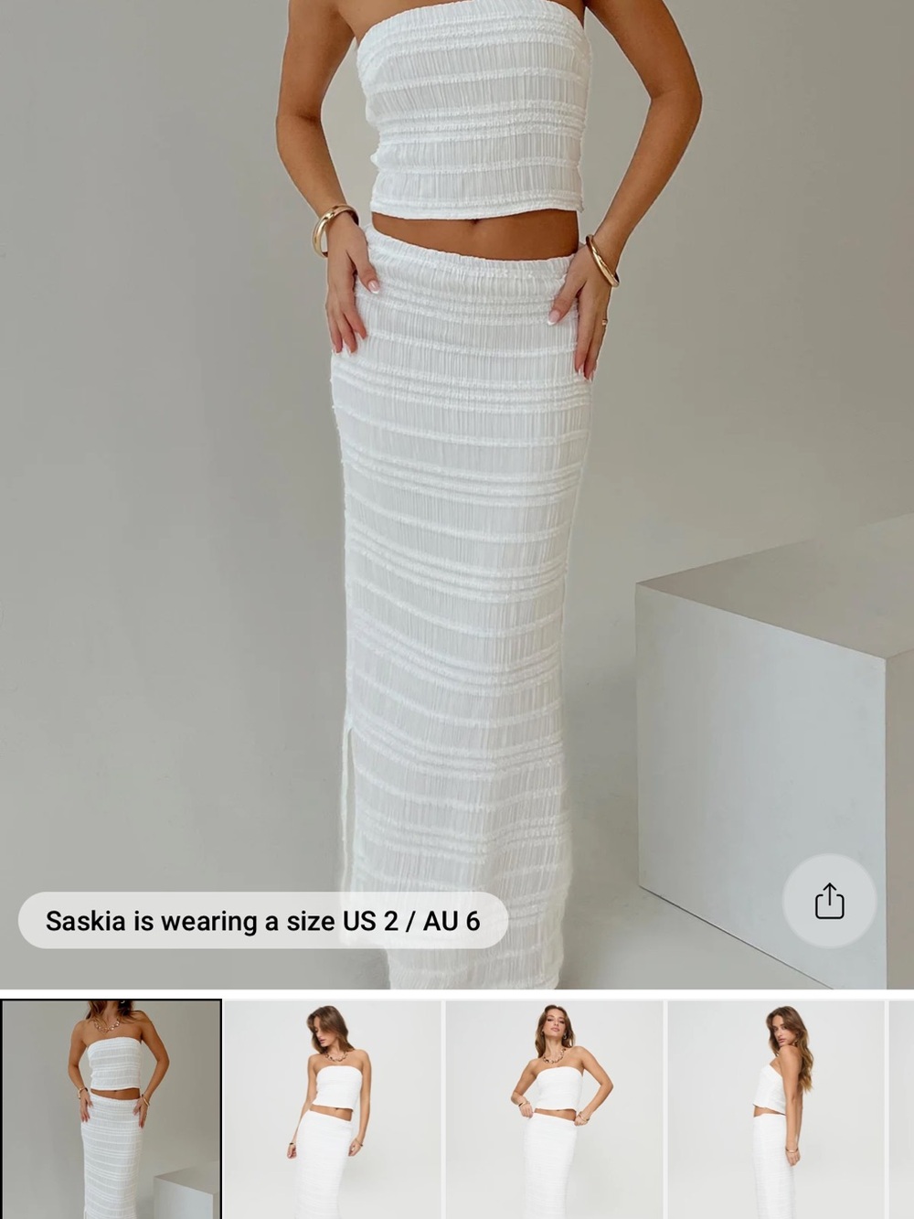 Princess Polly White Smocked Maxi Skirt
